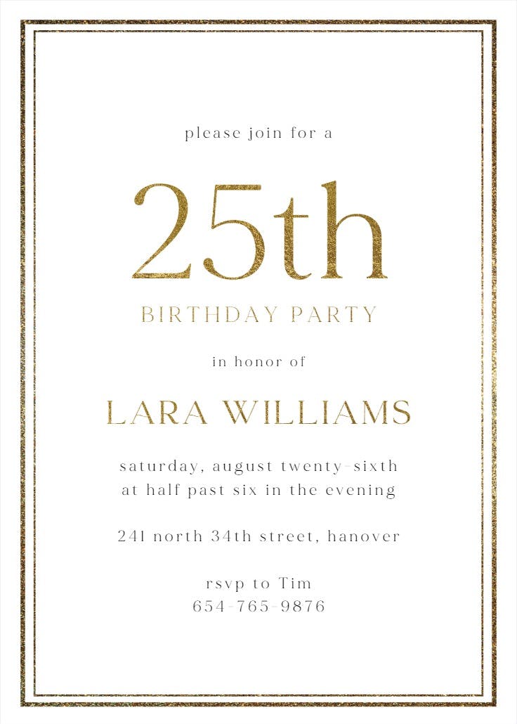 Classy 25 - birthday invitation