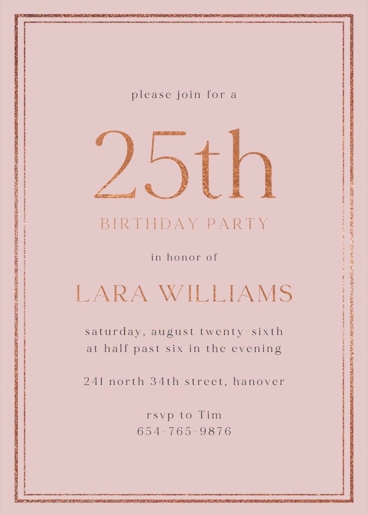 Classy 25 - birthday invitation