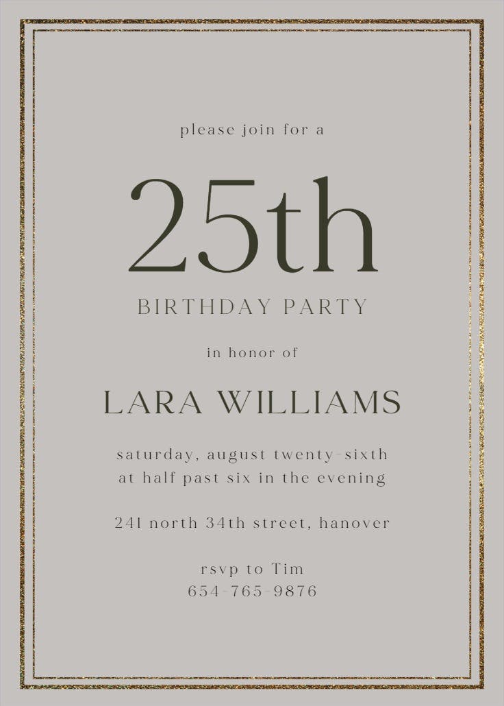 Classy 25 - birthday invitation