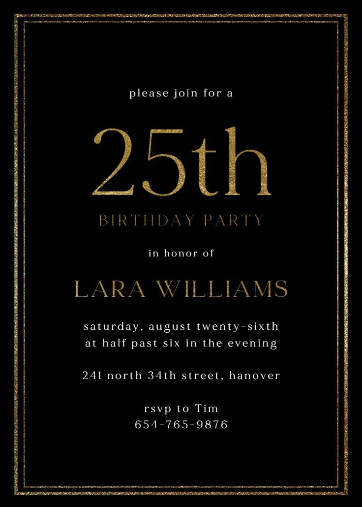 Classy 25 - birthday invitation