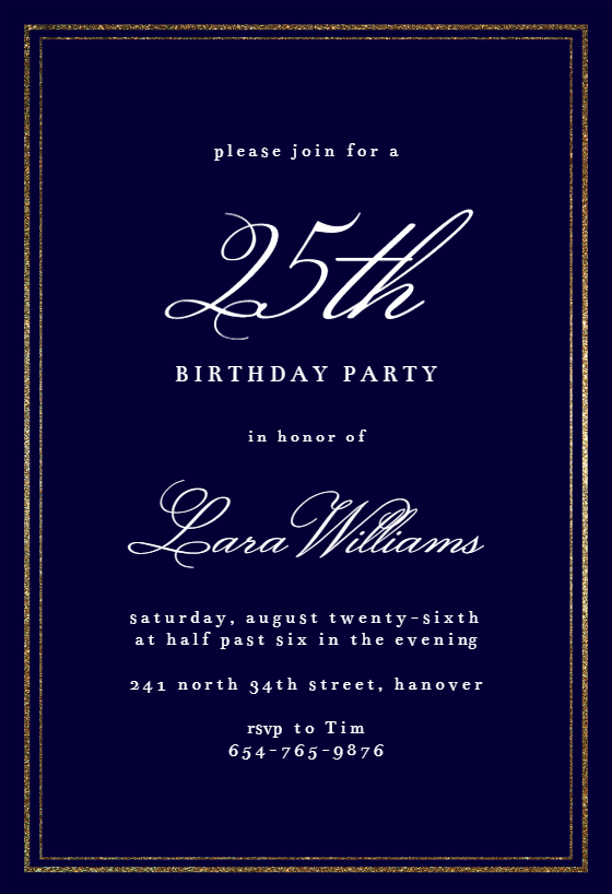 25th Birthday Invitation Templates (Free) | Greetings Island