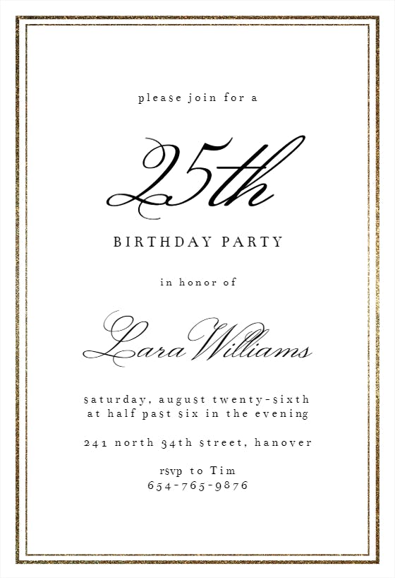 Classy 25 -  invitación de cumpleaños