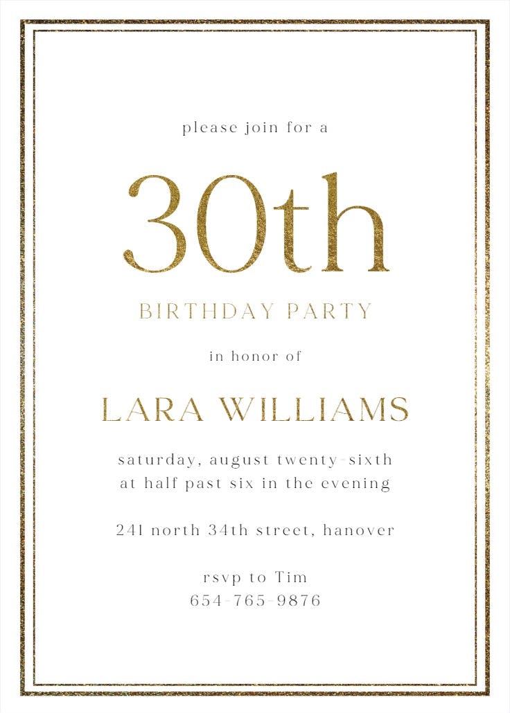 Classy 30 - birthday invitation