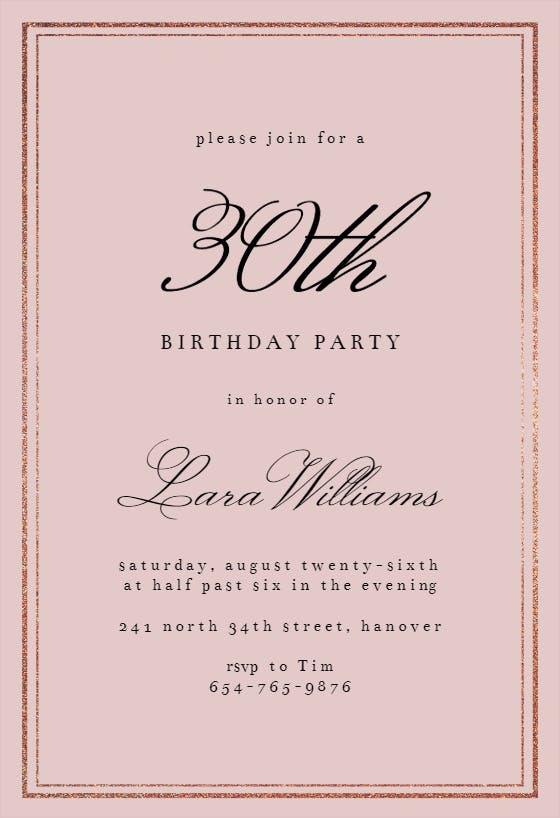 Classy 30 -  invitación de cumpleaños