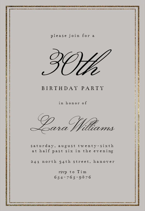 Classy 30 -  invitación de cumpleaños