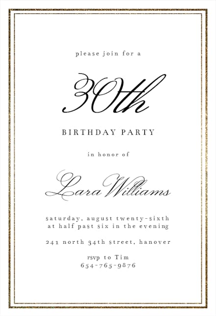 Classy 30 - Invitación De Cumpleaños