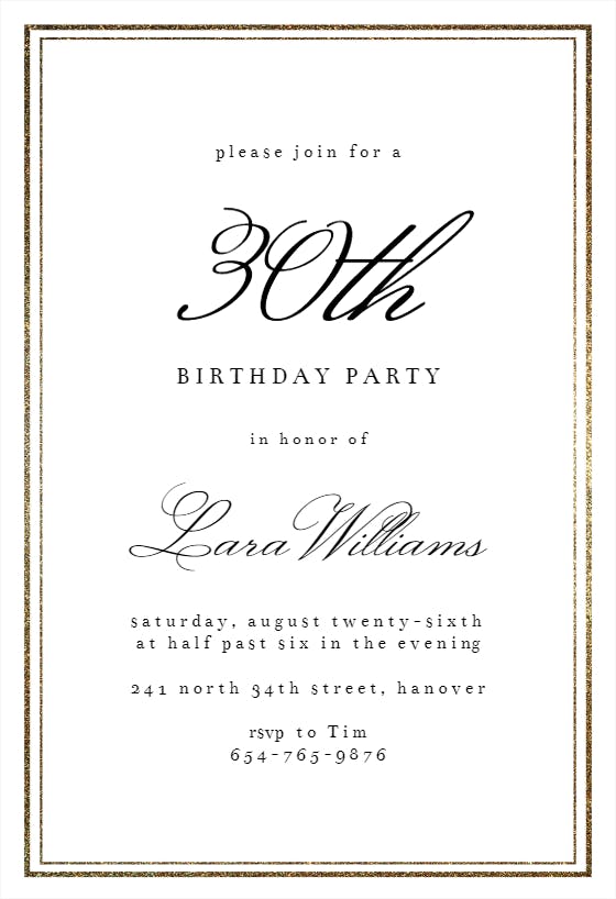 Classy 30 - birthday invitation