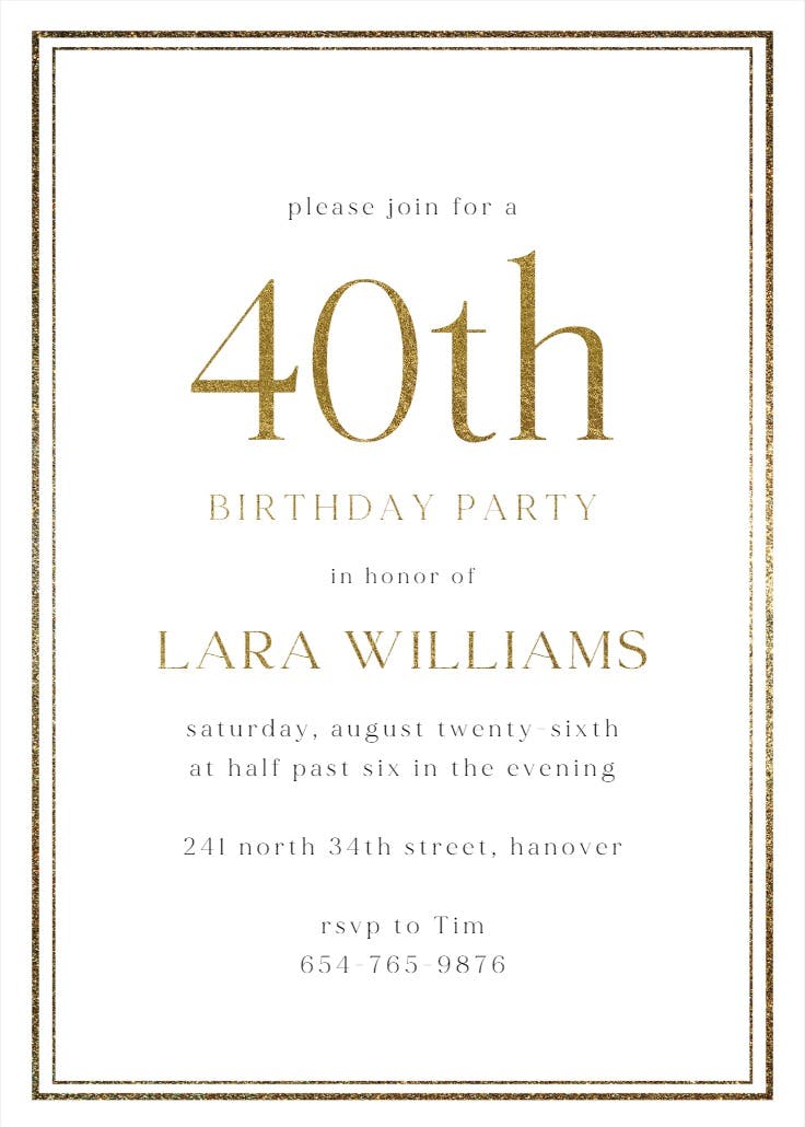 Classy 40 - birthday invitation