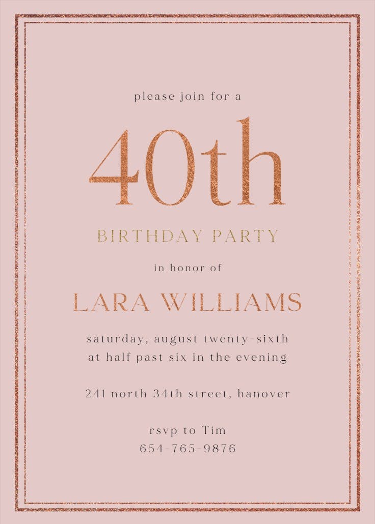 Classy 40 - birthday invitation