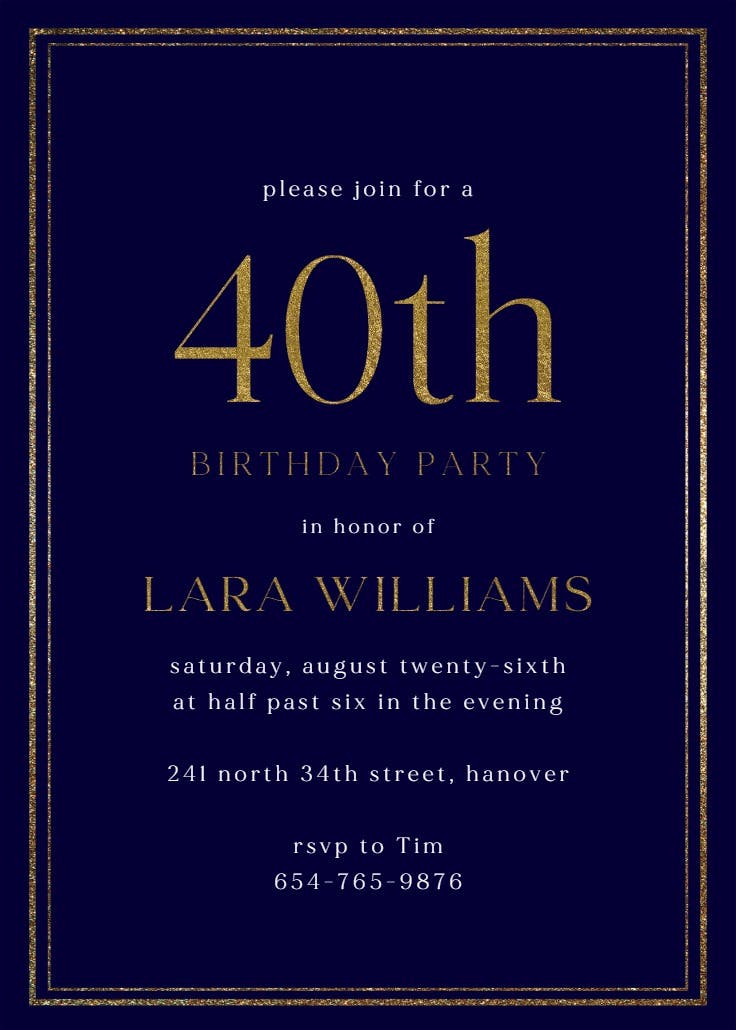 Classy 40 - birthday invitation