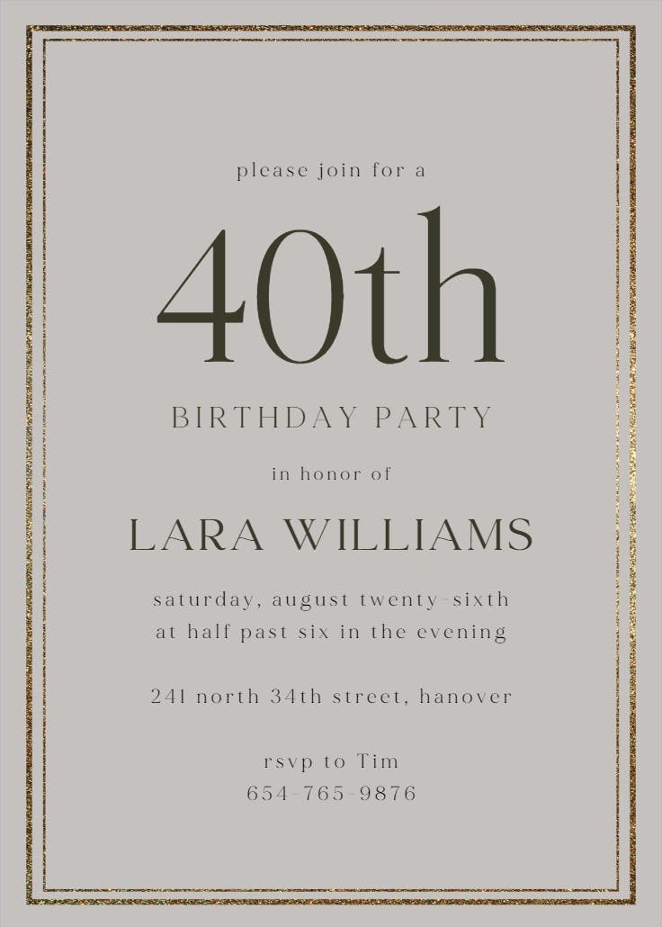 Classy 40 - birthday invitation