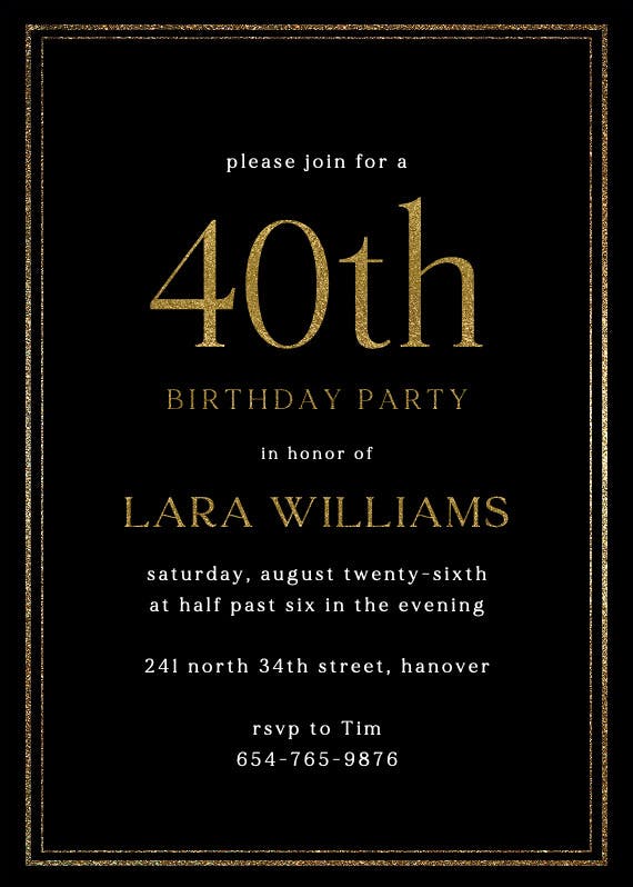 Classy 40 - birthday invitation