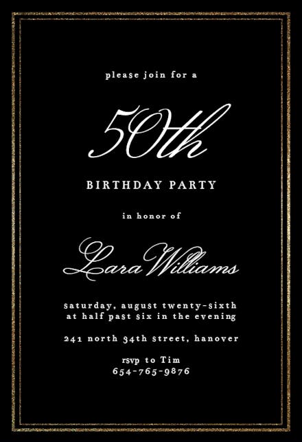 Foil Numeric 50 - Birthday Invitation Template (Free) | Greetings Island