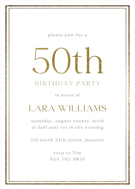 Classy 50 - birthday invitation
