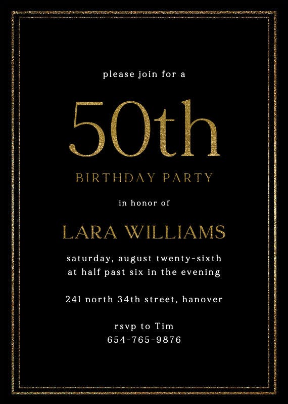 Classy 50 - birthday invitation