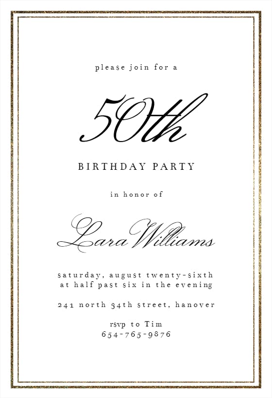Classy 50 -  invitación de cumpleaños