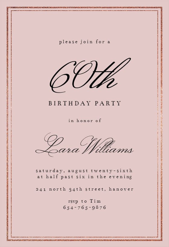 Classy 60 - birthday invitation