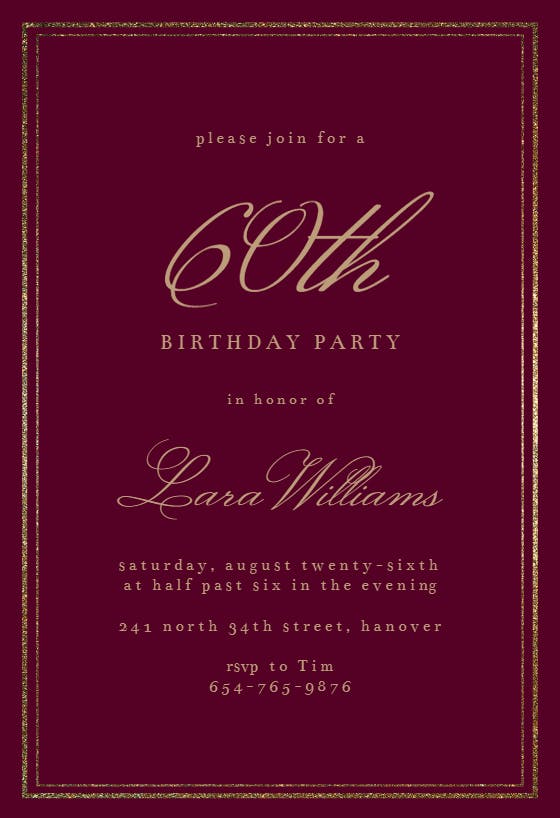 Classy 60 -  invitación de cumpleaños