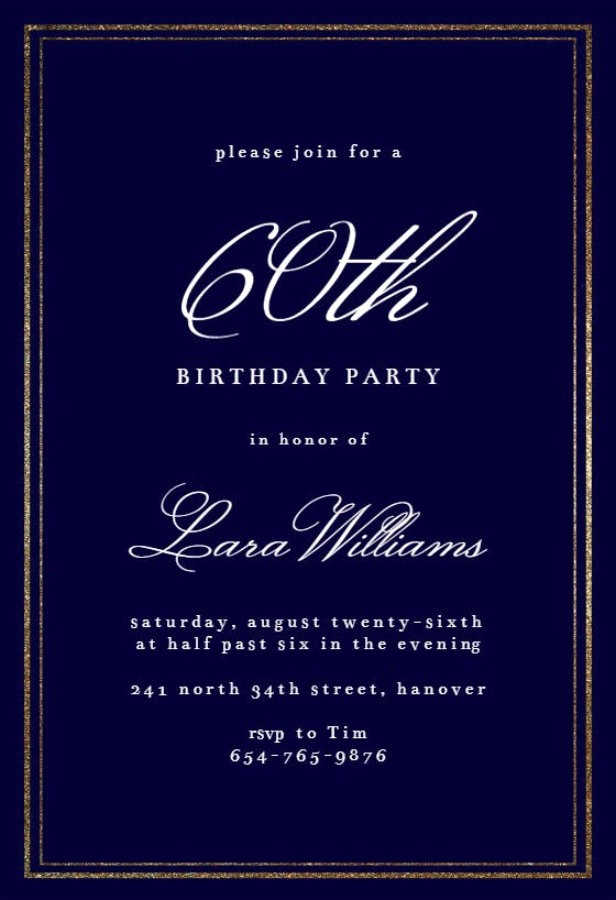 Classy 60 -  invitación de cumpleaños