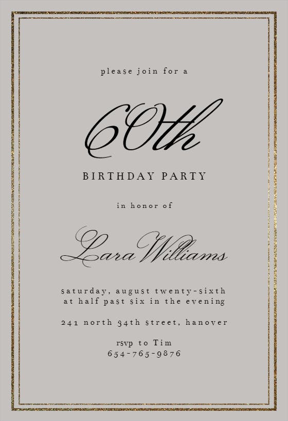 Classy 60 - birthday invitation