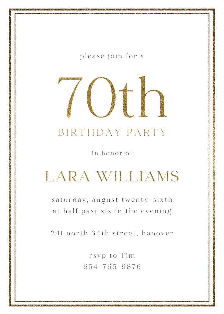 Classy 70 - birthday invitation