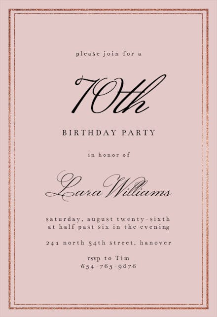 Classy 70 - Birthday Invitation Template (Free) | Greetings Island