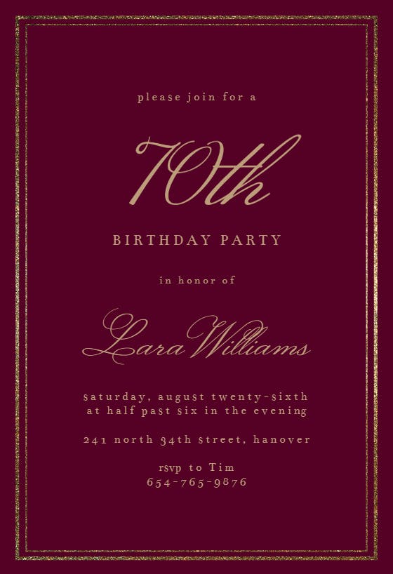 Classy 70 - birthday invitation