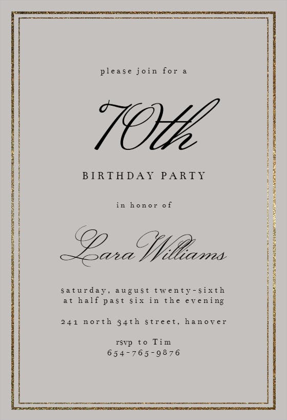 Classy 70 - birthday invitation