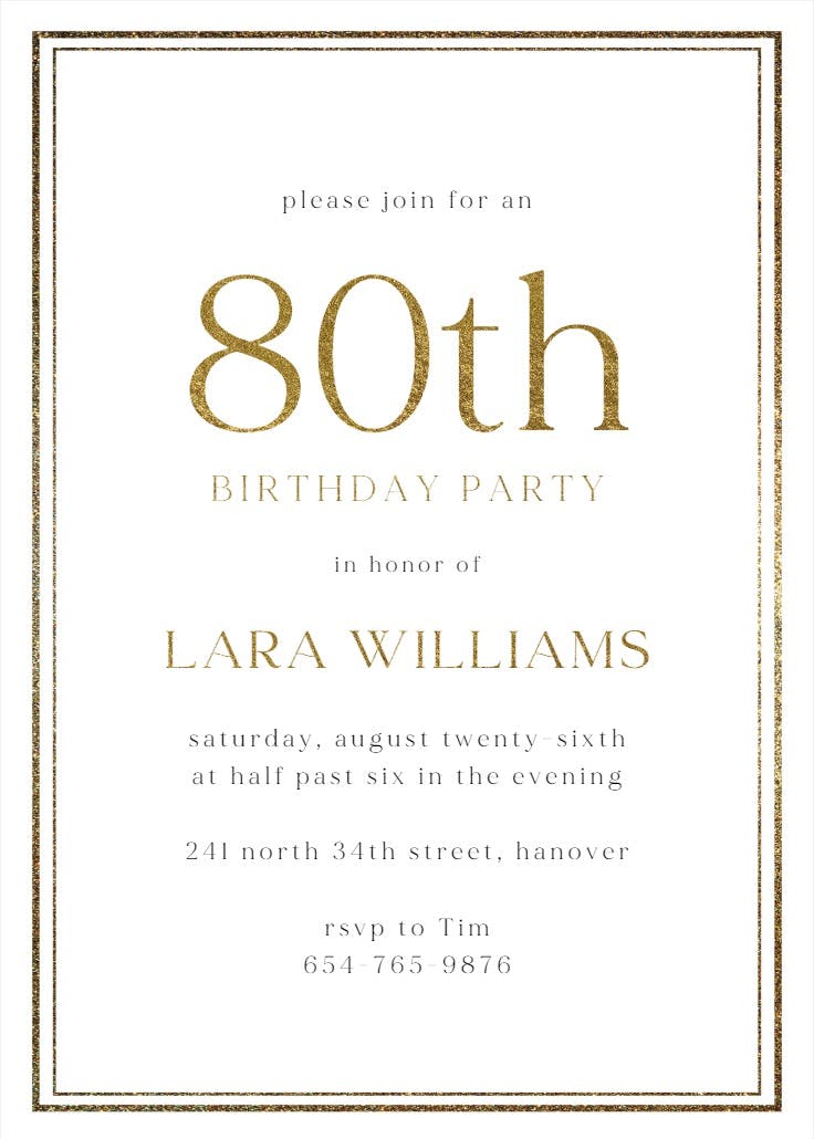 Classy 80 - birthday invitation