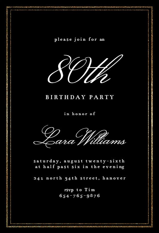 Classy 80 - birthday invitation