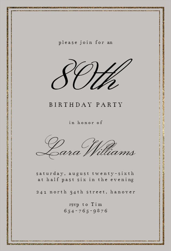 Classy 80 -  invitación de cumpleaños