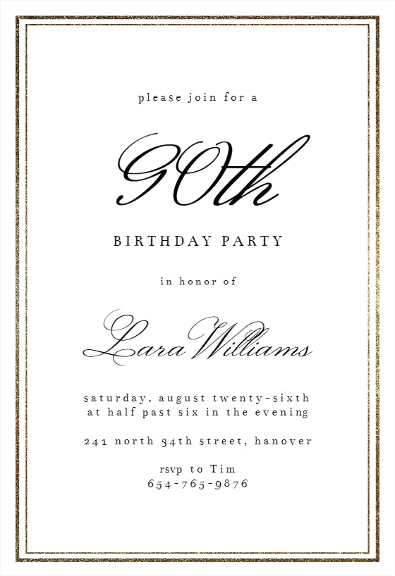 Classy 90 -  invitación de cumpleaños