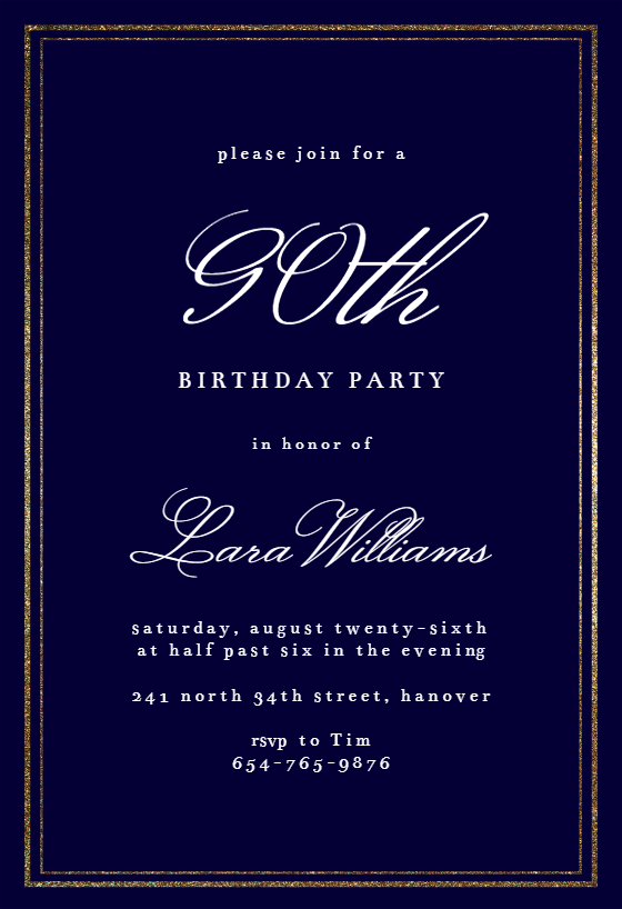 90th Birthday Invitation Templates (free) 