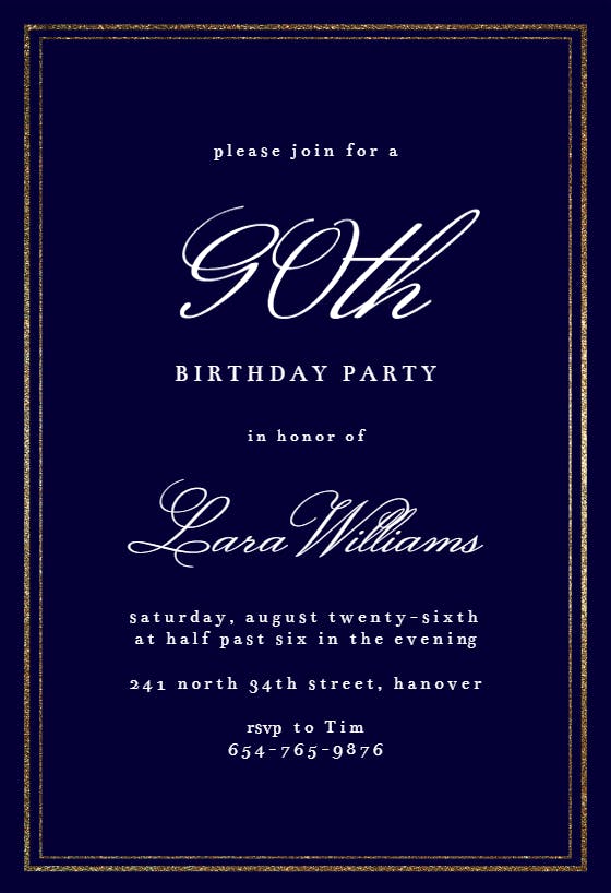 Classy 90 - birthday invitation