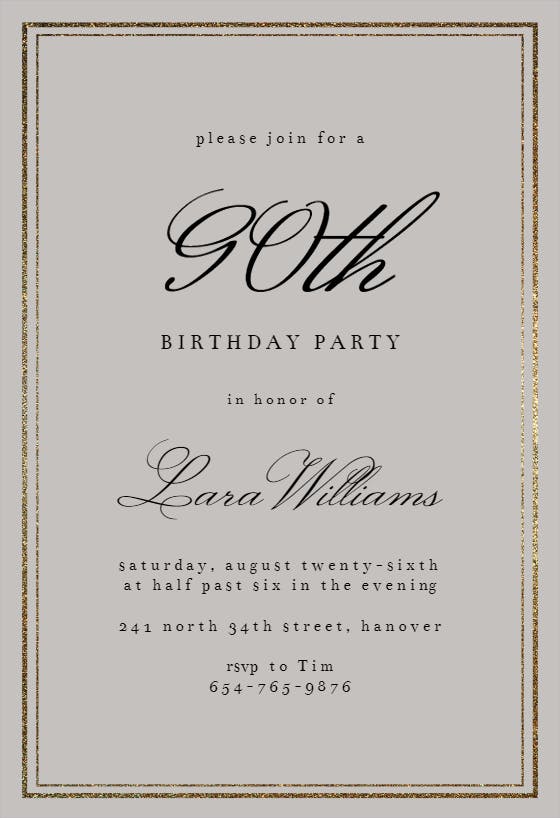 Classy 90 - birthday invitation