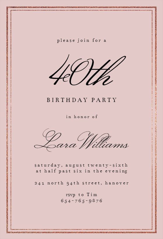 Classy 40 -  invitación de cumpleaños