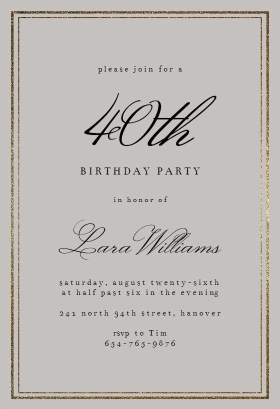 Classy 40 -  invitación de cumpleaños