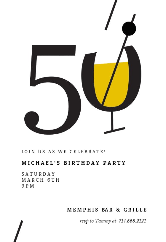 Cocktail splash 50 -  invitación de cumpleaños