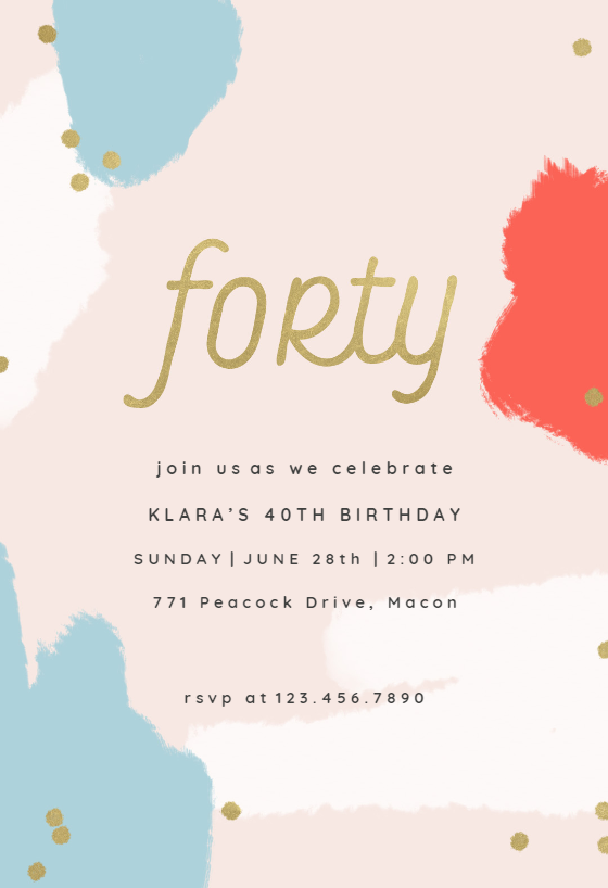 40 Cake Slice - Birthday Invitation Template (Free) | Greetings Island