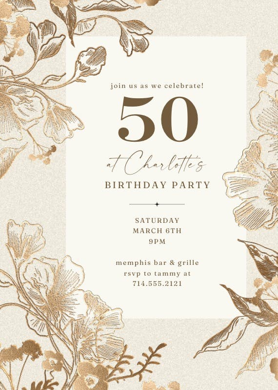 Coppery ink 50 - invitación de cumpleaños