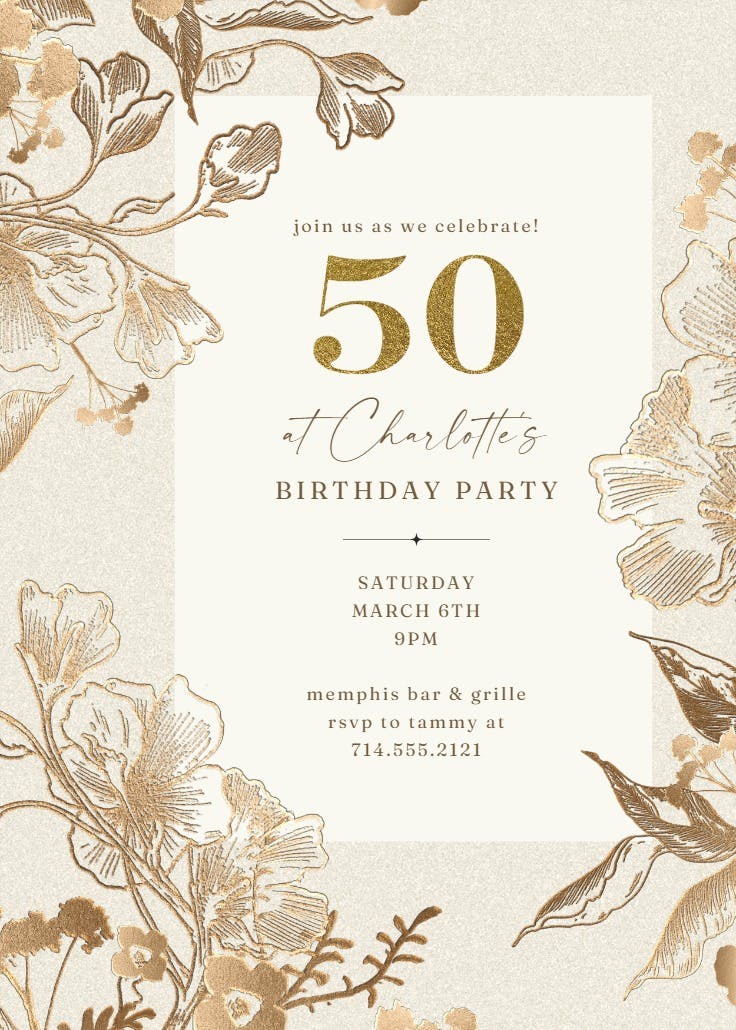 Coppery ink 50 - invitación de cumpleaños