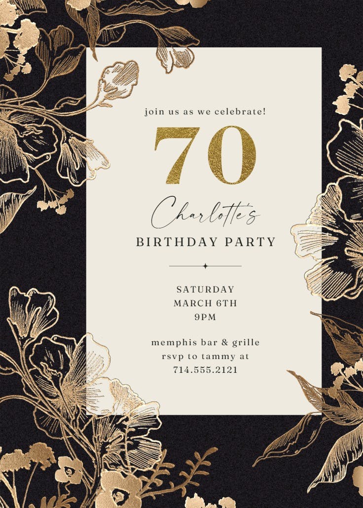 Coppery Ink 70 - Birthday Invitation Template | Greetings Island Coppery Ink 70 - Birthday Invitation Template | Greetings Island