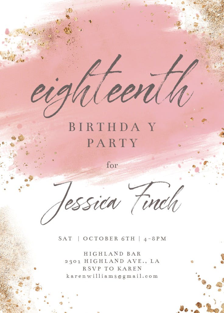 Cream and indigo watercolor - birthday invitation