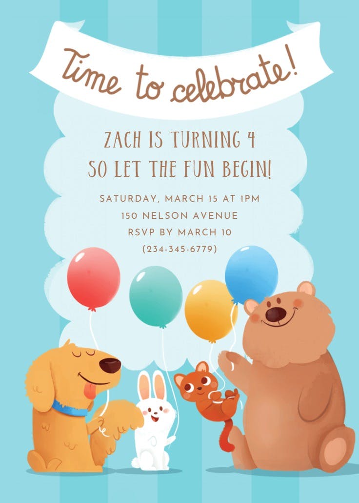 Cutest birthday animals - invitación de cumpleaños