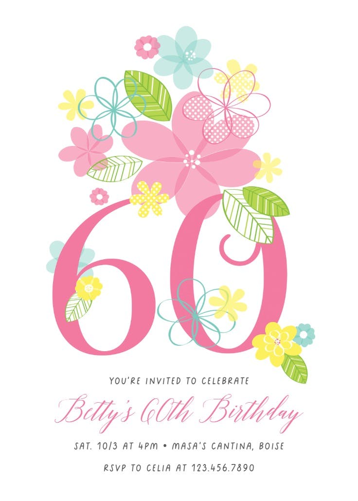 Dancing daisies 60 - birthday invitation