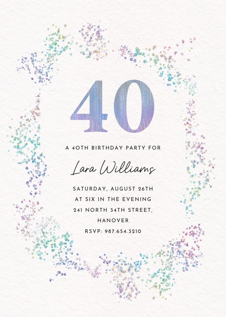 Decadent glitz 40 - birthday invitation