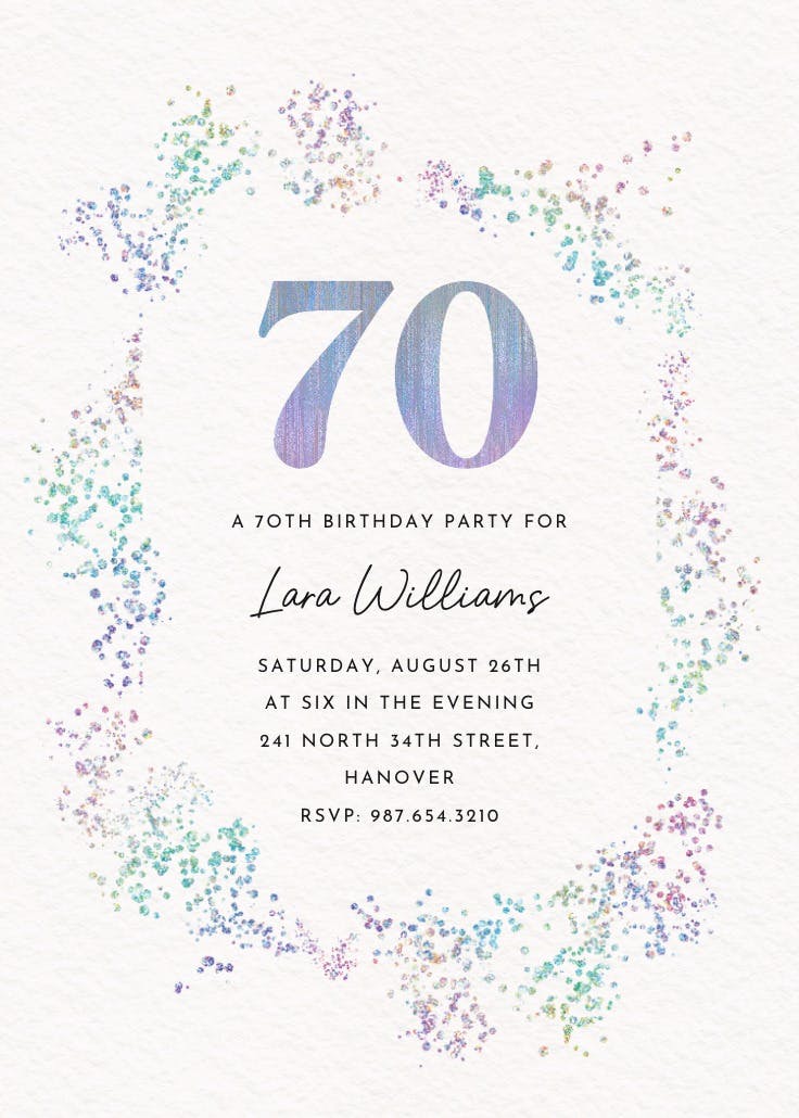 Decadent glitz 70 - invitación de cumpleaños