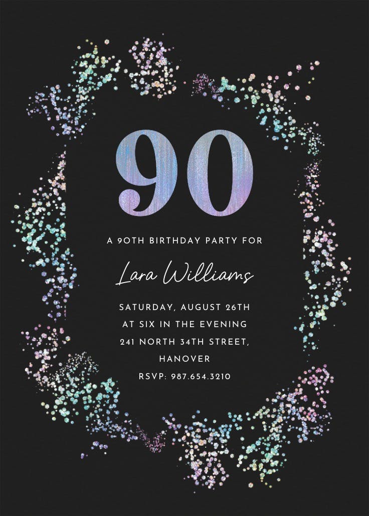 Decadent glitz 90 - invitación de cumpleaños