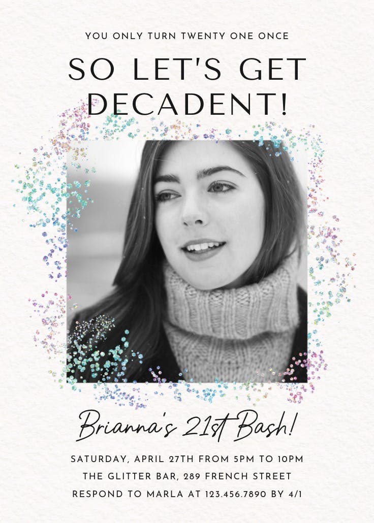 Decadent glitz photo 21 - invitación de cumpleaños