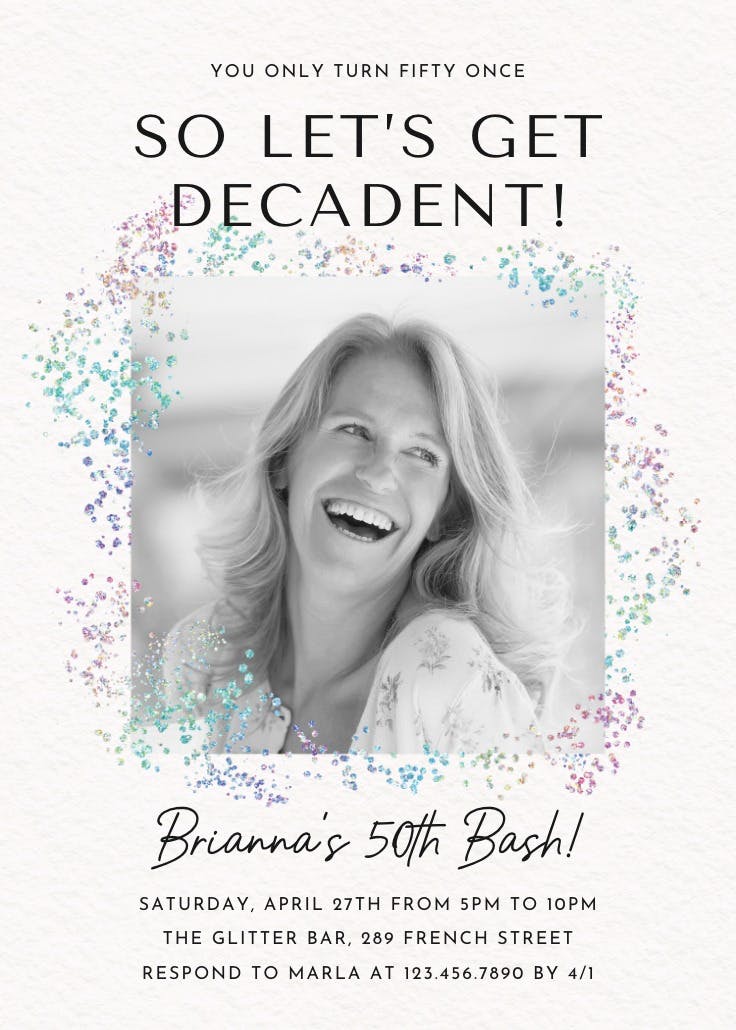 Decadent glitz photo 50 - birthday invitation